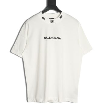 Balenciaga collar double B embroidered logo round neck short-sleeved T-shirt