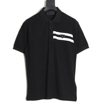 Prada chest triangle logo double bars short sleeve polo shirt TSK3