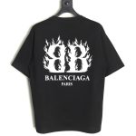 Balenciaga Flame Double B Letter Print Short Sleeve TSK1