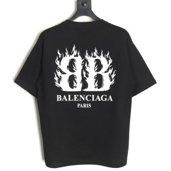 Balenciaga Flame Double B Letter Print Short Sleeve TSK1