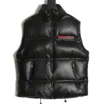 Prada red stripe logo down vest