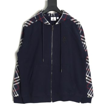 Burberry embroidered TB check patchwork zip-up sweatshirt TSK1