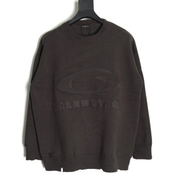 Balenciaga embossed three-dimensional lettering hole knit sweater TSK1