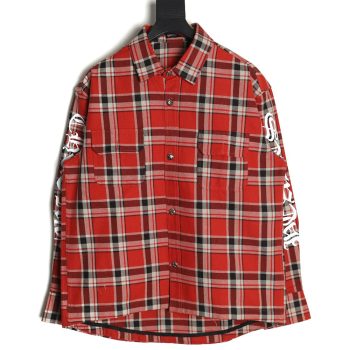 Chrome Hearts Striped Plaid Stitching Silver Button Cardigan Shirt