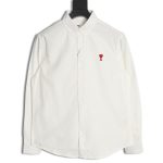 Ami Paris small heart logo embroidered striped shirt
