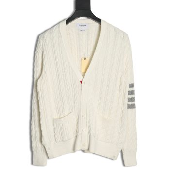 Thom Browne four-strip cable cardigan