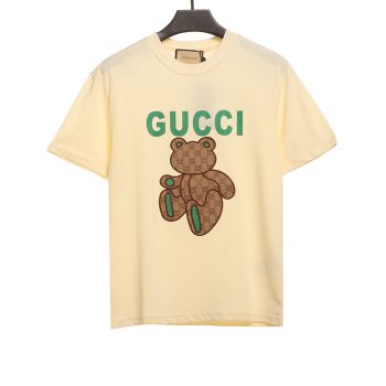 Gucci patchwork bear embroidered short sleeves