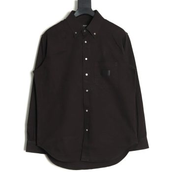 Fendi leather label patch long sleeve shirt