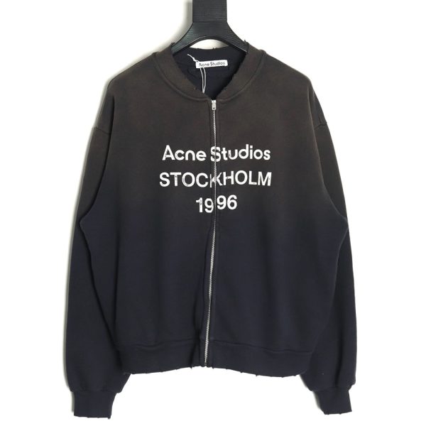 Acne Studios 1996 distressed washed baseball jacket