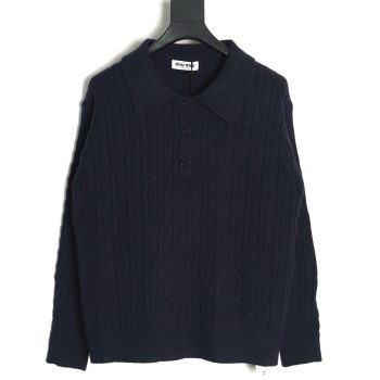 Miu Miu cable cashmere POLO collar sweater
