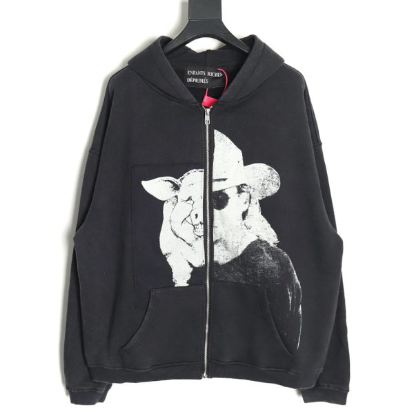 ENFANTS RICHES DéPRIMéS patchwork printed zip-up cardigan Sweatshirt