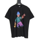 Stussy 2024 Peace ProsperityTee Doll Slogan Back Slogan Short Sleeve T-Shirt TSK2